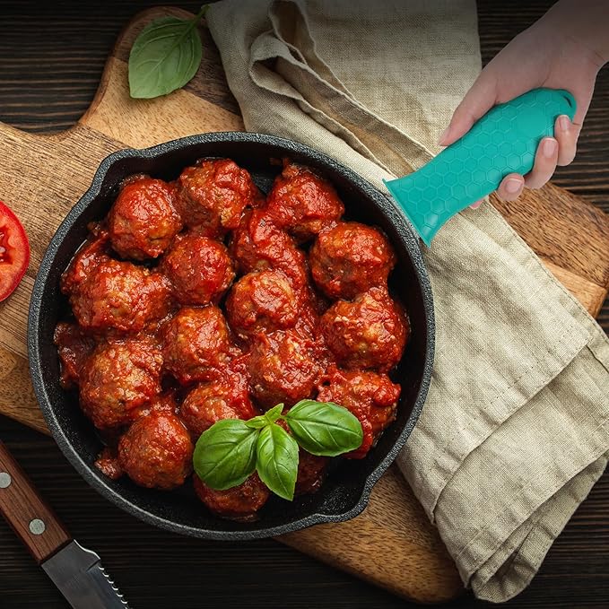 Joyhalo Cast Iron Skillet Handle Covers, 6 Pack Heat Resistant, Silicone Pot Handle Sleeve Covers, Aqua