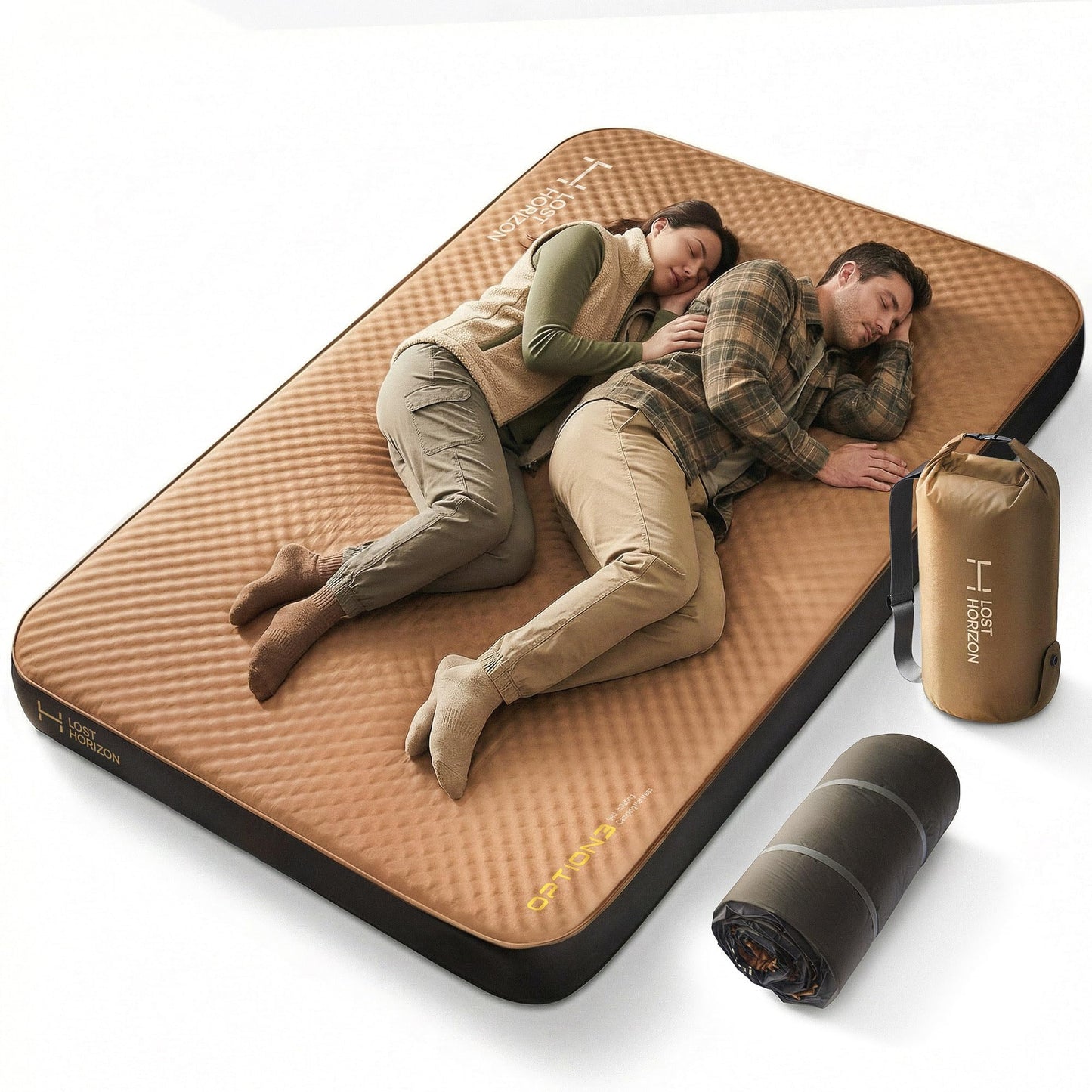 Lost Horizon Option3 Self-Inflating Foam Camping Mattress, Full, 4.5"