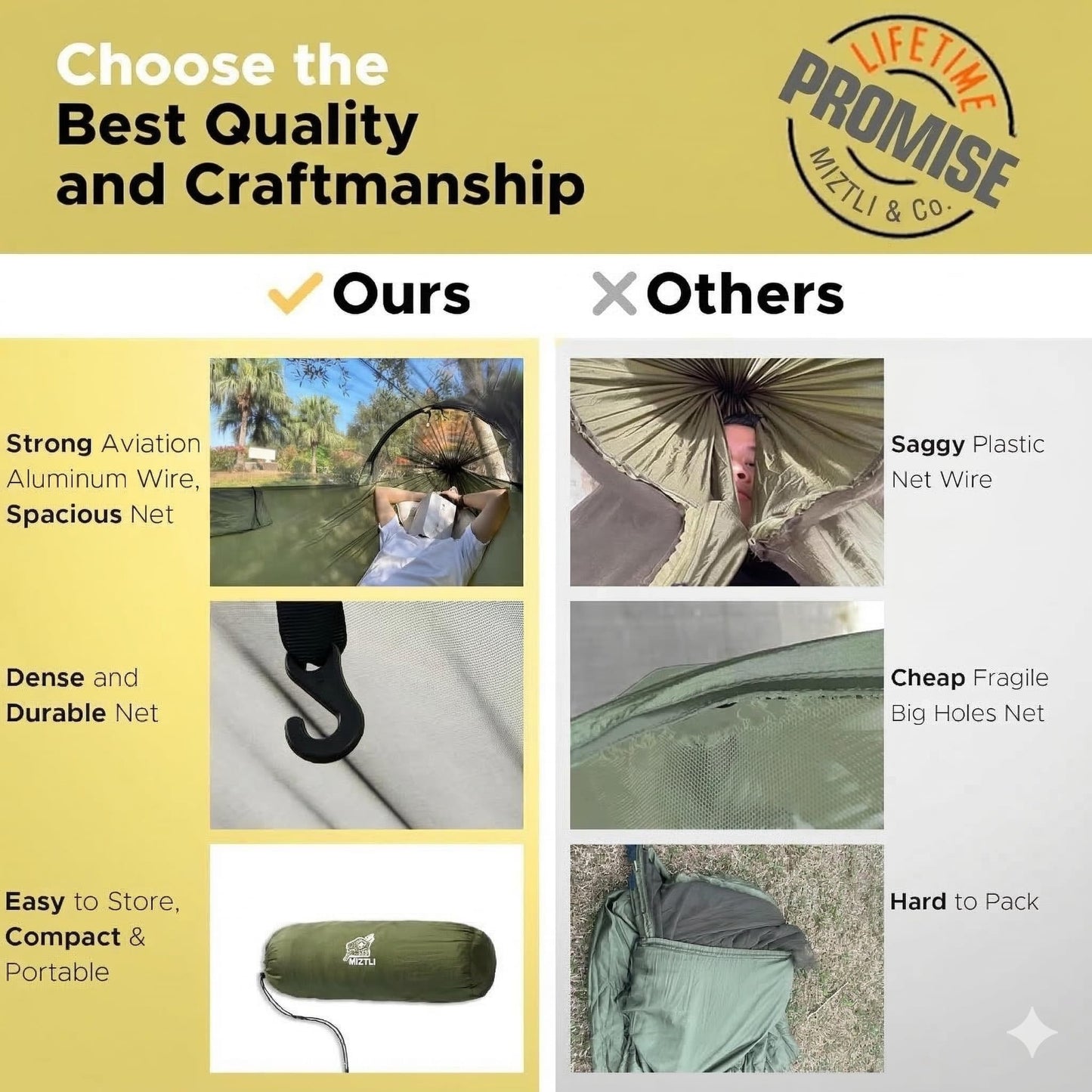 Miztli Camping Hammock Portable Tent-Like Outdoor Hammock with Net 1/2 Person