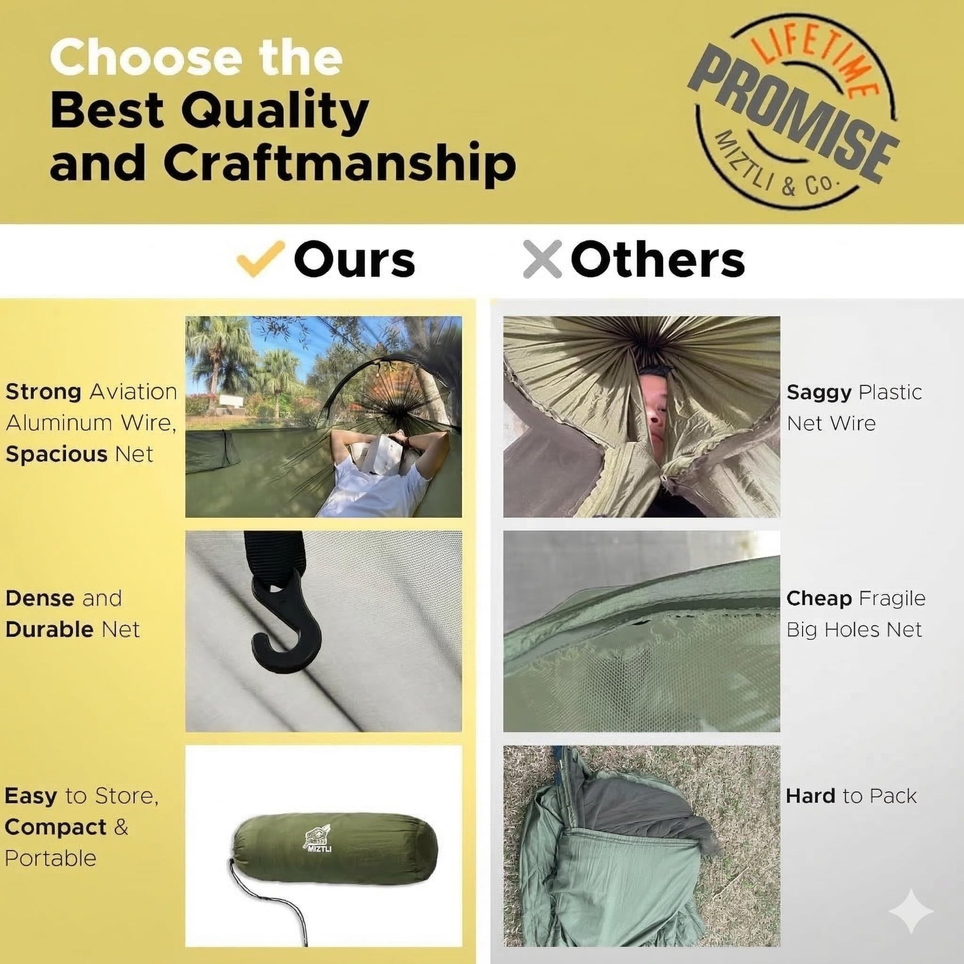 Miztli Camping Hammock Portable Tent-Like Outdoor Hammock with Net 1/2 Person