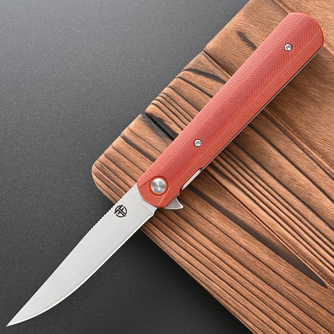 FF6 Folding Knife,D2 Steel Blade G10 Handle EDC Tool Knife for Camping,Hiking,Hunting,Fishing(Brown)