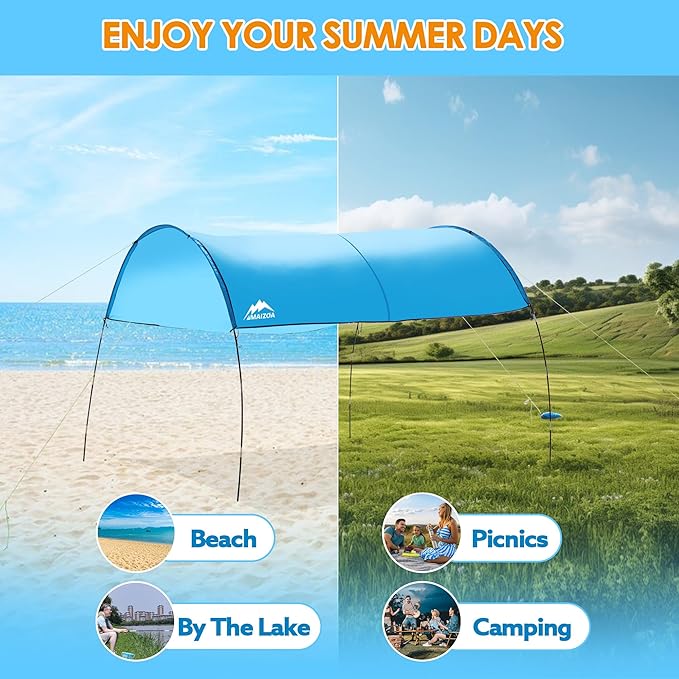 10'*8.8'*7.2' Beach Shade Tent, Enlarged Size, with UPF50+ Protection, Windproof and Waterproof, Suitable for Beach, Lake, Picnic and Outdoor Many Scenes