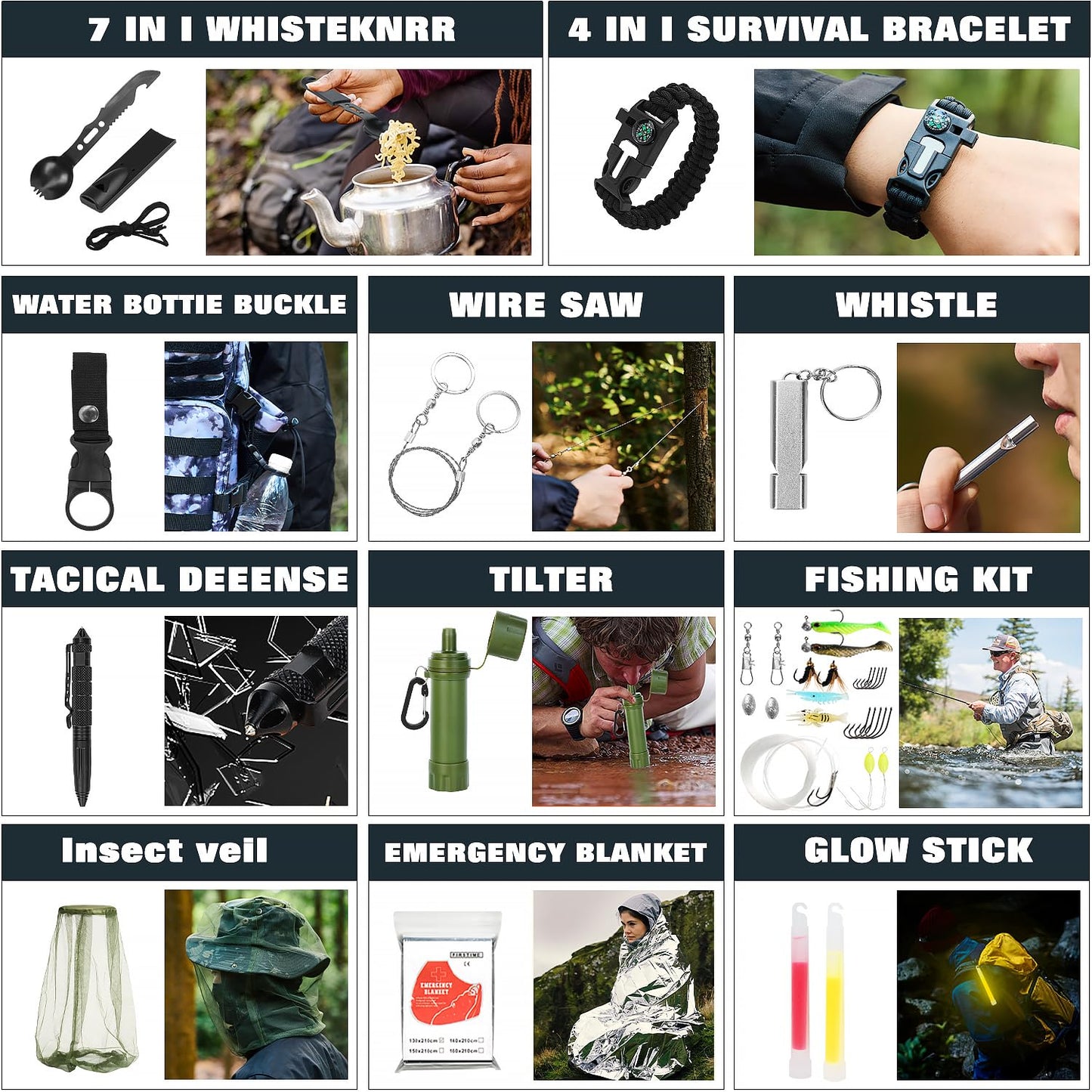 Skywod, Professional Survival Gear Set - First Aid Kit and Large Camping Backpack, Camping