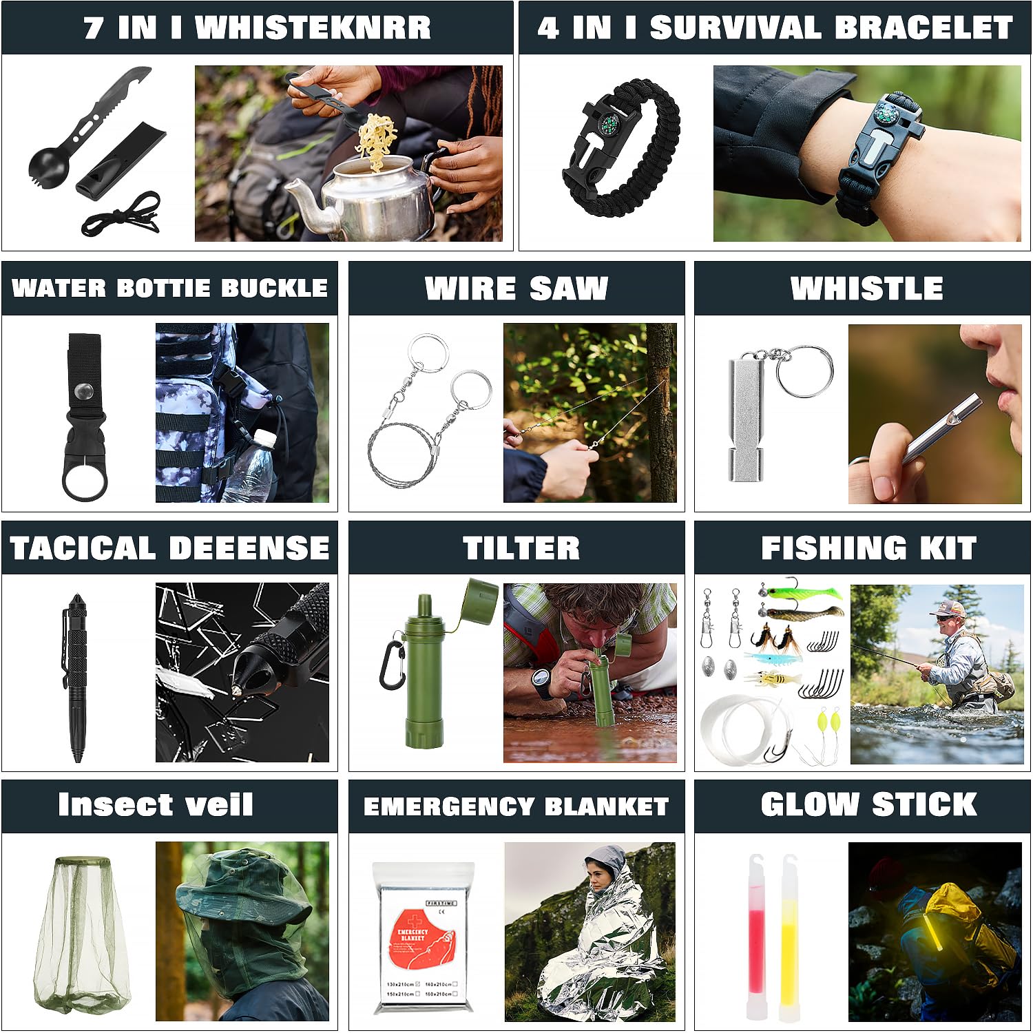 Skywod, Professional Survival Gear Set - First Aid Kit and Large Camping Backpack, Camping