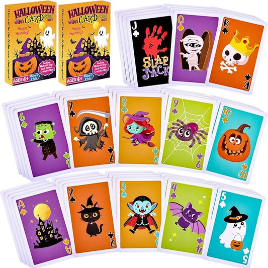 1 Deck 6 In1 Halloween Kids Card Games Go Fish Old Maid Slap Jack for Ages 4 and up Boys Girls Family Board Game Night Basket Stuffers Party Favor Gift Classroom Activity Supply 2-6 Players
