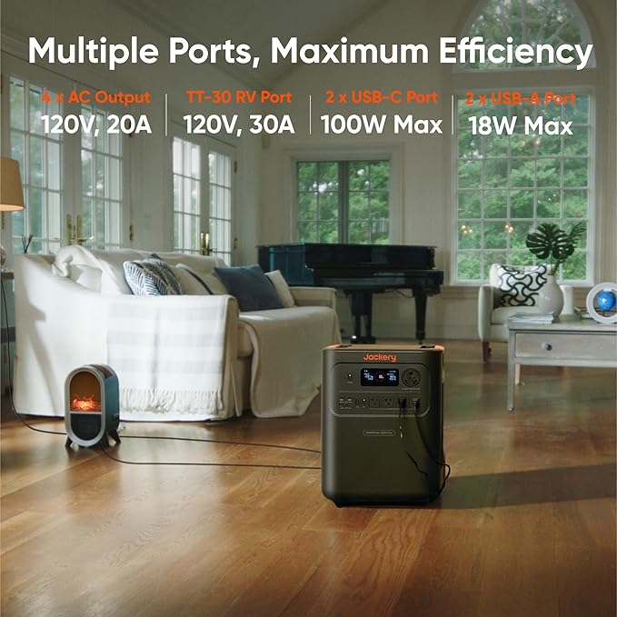 Jackery HomePower 3600 Plus Portable Power Station with 2x 200W Solar Panels, 3600W AC Output, 3584Wh LFP Solar Generator, Expandable up to 43kWh, Essential Home Backup for Home Use, Emergencies, RV