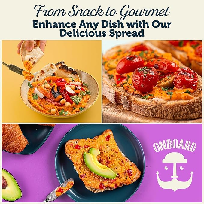 ONBOARD Yellowfin Assorted Tuna Spread 3 Pack 7.1 oz Jars (Spicy, Hummus Organic Style, with Pepper and Olives) - Irresistible High-Protein Snack, Wild-Caught Tuna - For Sandwiches, Chip Dips & Healthy Indulgences for Weight Loss Recipe - Dolphin Safe