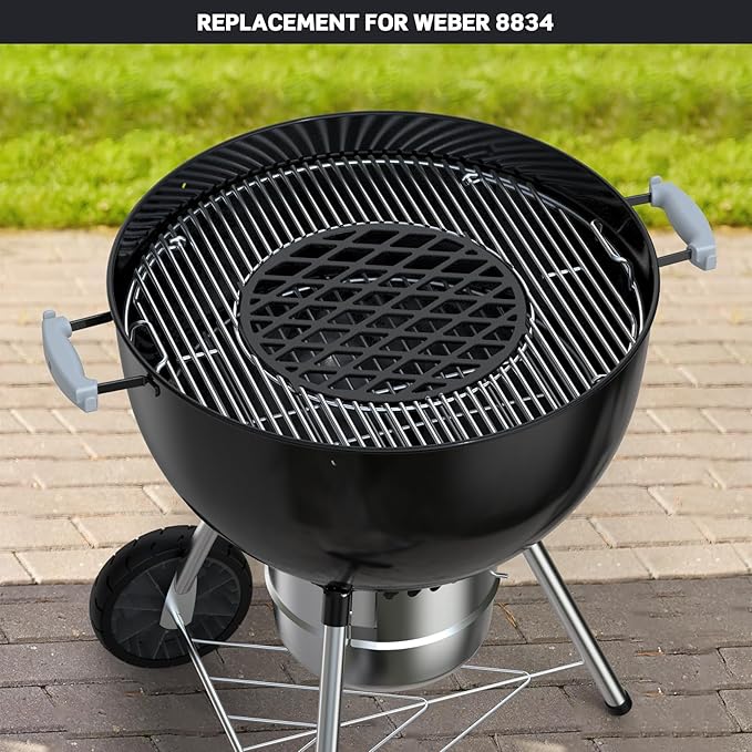 Charkettle Cast Iron Gourmet BBQ System 11.8 Inch Sear Grate Replacement for 8834, Thick Searing/Cooking Grid, Compatible with 22-1/2 inch Weber Charcoal Grills