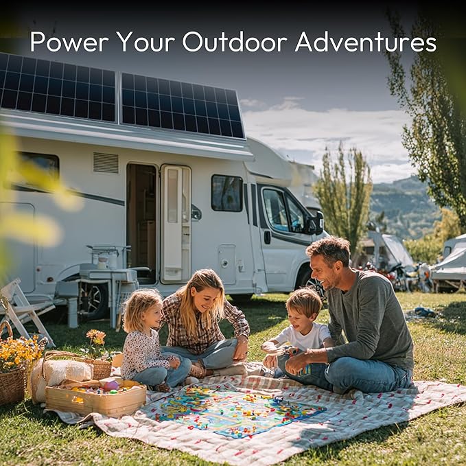JJN 100 Watt Solar Panel, N-Type 16BB High Efficiency 12 Volt Solar Panels, 25% High Coversion Rate Solar Module PV Charge for Boat Rooftop Caravan and Other Off-Grid System