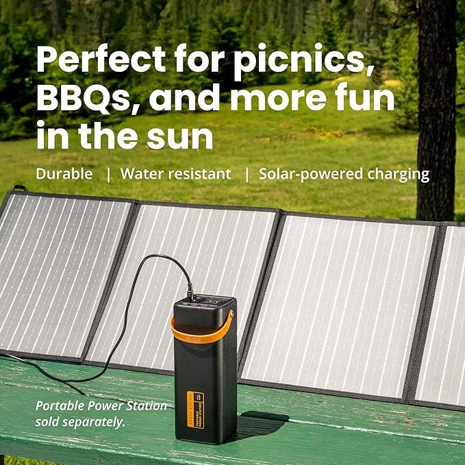 Ideal Living Portable Solar Panel IL100 | Lightweight, Water Resistant, with Built-in Voltage Converter | for Camping, Travel, Emergencies & Power Outages | USB Ports