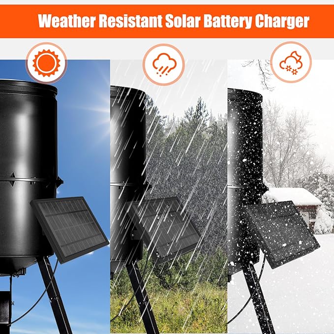 6V Solar Panel for Deer Feeders 4.5W High-Efficiency ??Solar Charger & Battery Maintainer with Bracket, Alligator Clips & DC Connectors for Trail Cameras Hunting Feeders & 6V Rechargeable Batteries