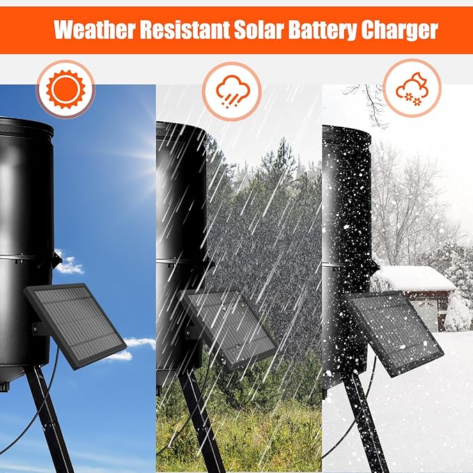 12V 3.6W Solar Panel Charger for Deer Feeders ??Waterproof Solar Battery Maintainer & Trickle Charger for Game Timers, Game Feeders & 12 Volt Rechargeable Batteries with Bracket & Alligator Clips
