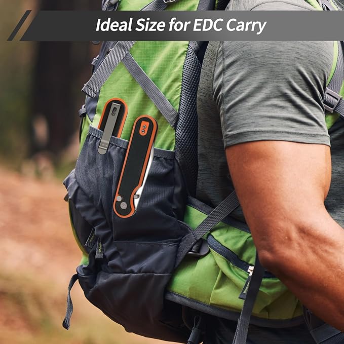 FINTISO Pocket Knife, 3" 14C28N Blade EDC Knife with G10 Handle, Folding Knife with Pocket Clip for Outdoor Camping, Hunting, Hiking, Survival, Parrot Series