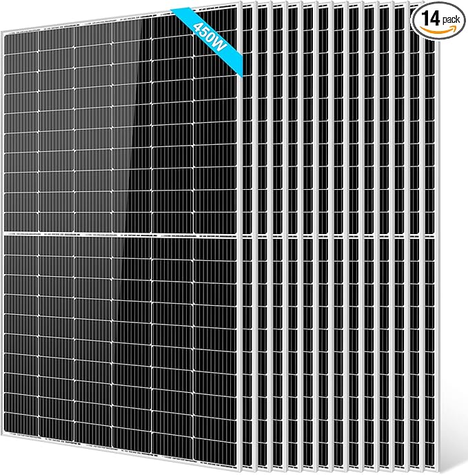 SUNGOLDPOWER UL61730 450W Solar Panel 14PCS,Monocrystalline,Grade A Solar Cell,IP68 High Efficiency for Charging 12V/24V,36V/48V Solar System for RV,House,Rooftop,Farm,On and Off Grid(6300W)