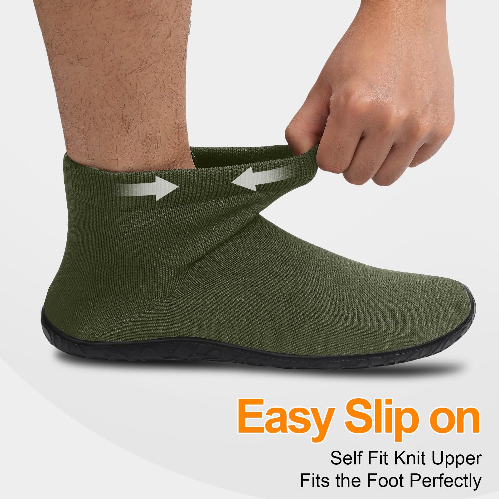 SKASO Minimalist Socks Shoes for Women Men, Army Green 9.5-10.5/7.5-8