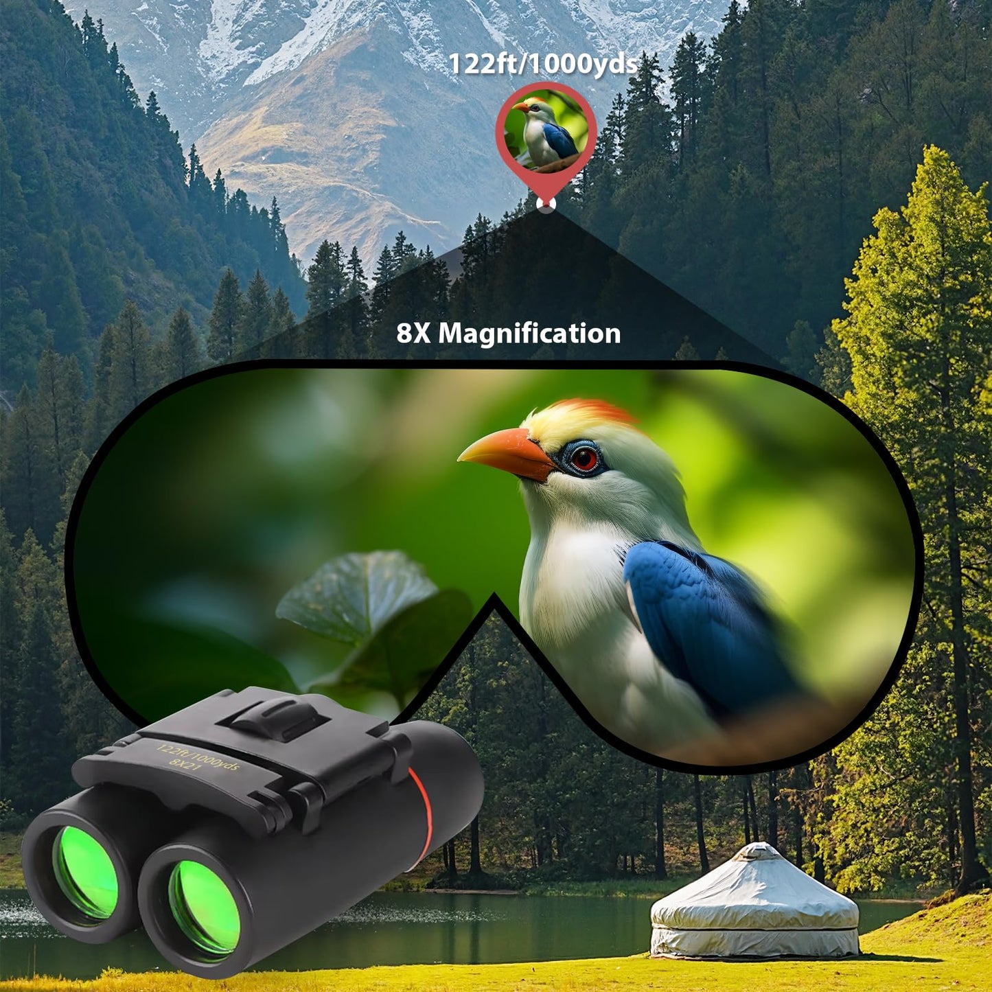 POXXU Binoculars for Adults and Kids, High Powered Compact Binoculars
