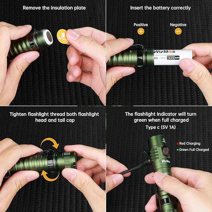 Wurkkos FC11C LED Flashlights Rechargeable -Small Powerful EDC Flashlight 90CRI 1200 High Lumen, IP68 Waterproof,Magnetic Tailcap,155M Beam Distance for Garden Dog Walking Emergency(Green 5000K)