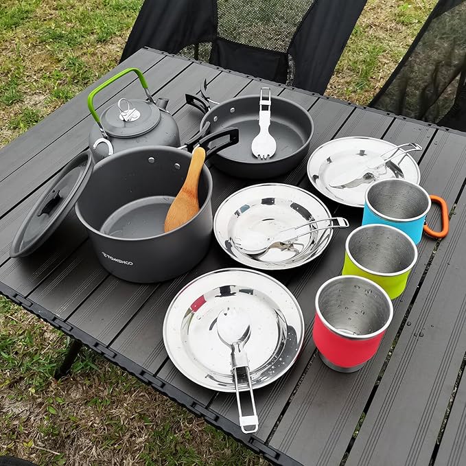 Camping cookware Set, Outdoor Camping Camping Pot Set, Portable Aluminum Cookware Set for Camping