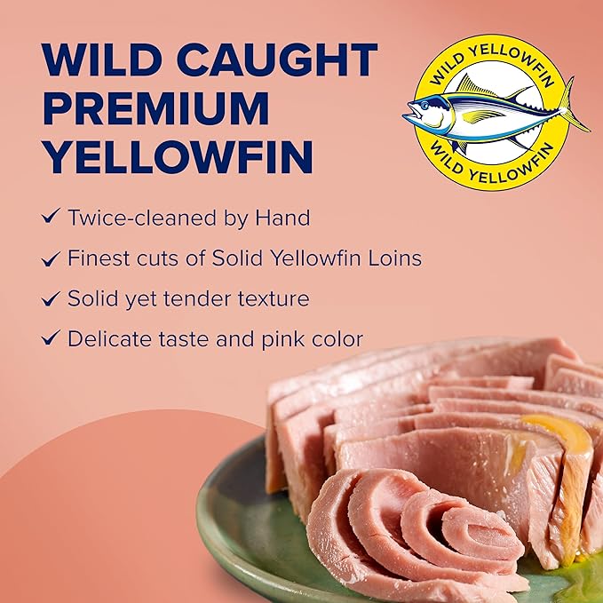 Rio Mare Premium Yellowfin Tuna in Olive Oil, 3 x 2.8 Ounce Can (Pack of 8, Total 67.2 Ounce), Italy's No.1 Tuna Brand, Wild Caught, High Protein Canned Tuna