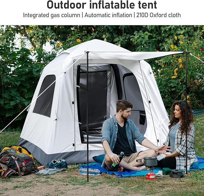 Automatic Inflatable Camping Tent，Easy Set up 3-4 Person Glamping Outdoor Air Blow Up Tents, Quick Setup Air Tent with a Built-in air Pump,Waterproof Inflatable House Tent for Adults