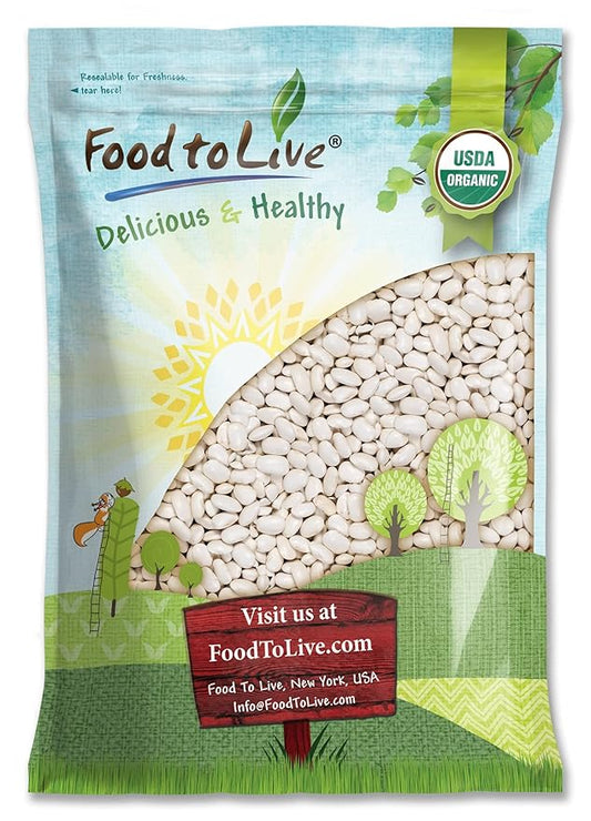 Food to Live Organic White Kidney Beans, 10 Pounds Whole Raw Dried Beans, Vegan, Kosher, Bulk. Rich in Dietary Fiber and Protein. Perfect for Soups, Stews, Chili, Paste, Salads and Side Dishes