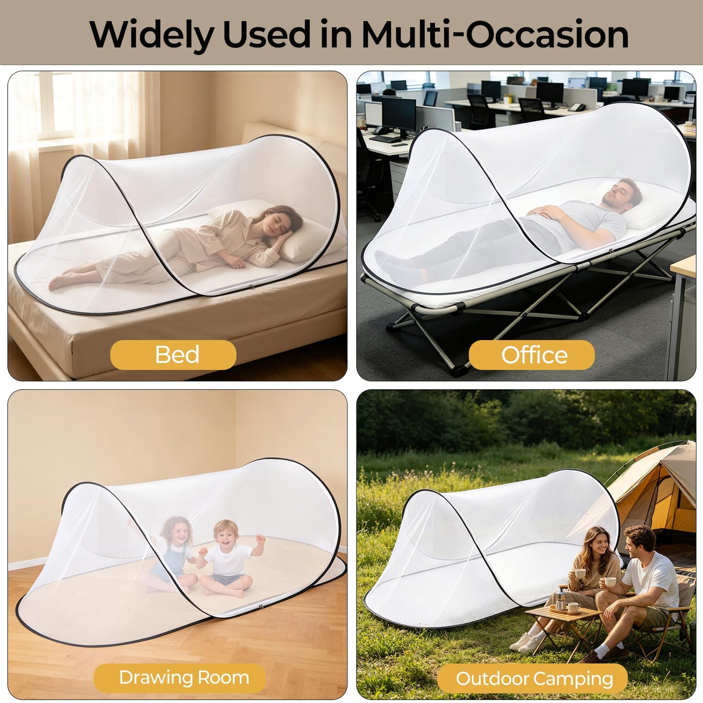 MicMingle 2 Pcs Black Pop Up Mosquito Net for Bed with Drawstring Bag Mosquito Head Net, 78 x 31 x