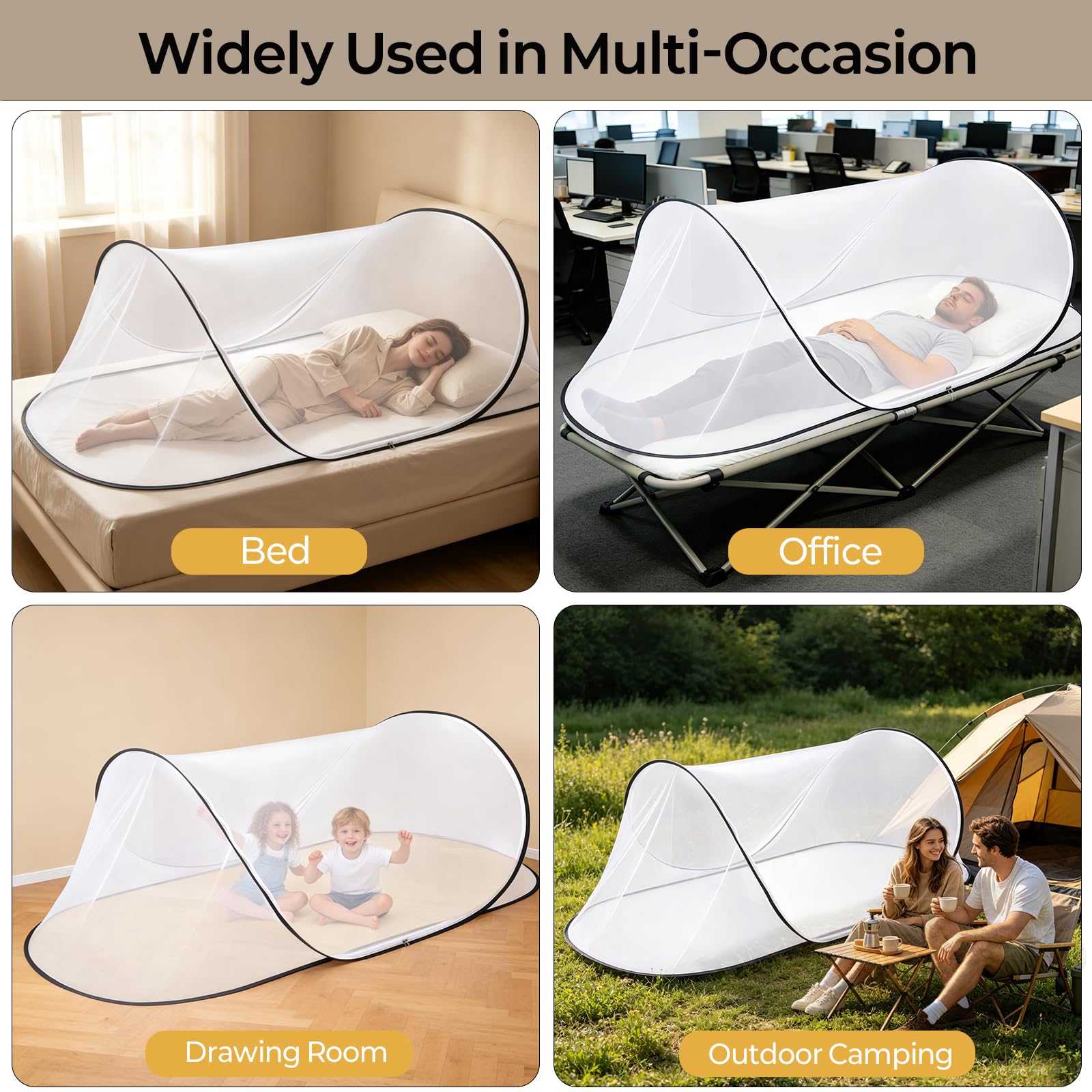 MicMingle 2 Pcs Black Pop Up Mosquito Net for Bed with Drawstring Bag Mosquito Head Net, 78 x 31 x