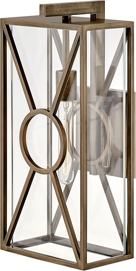 Hinkley Brixton Medium Wall Mount Outdoor Lantern - Composite, Clear Mitered Glass, Rust & Corrosion Resistant - Burnished Bronze Finish