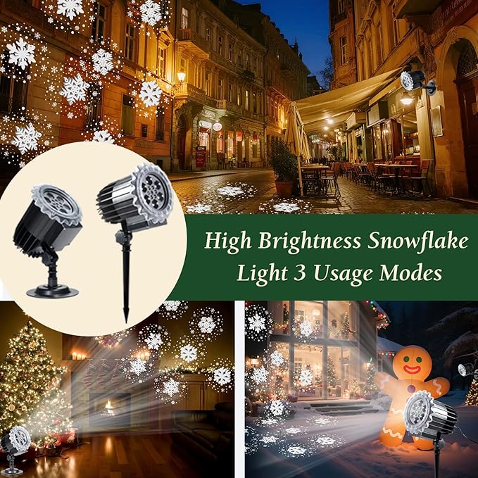 Christmas Snowflake Projector Light, 3D Dynamic Snowfall with Swirling Patterns for Outdoor Indoor Holiday Decor, Waterproof Christmas Yard Lighting for Wall, Window, Roof - 2025 Upgraded