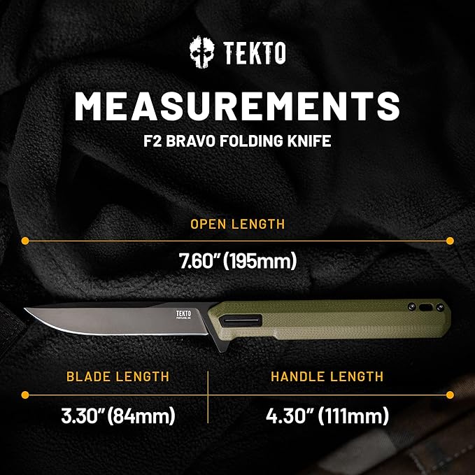 F2 Bravo Folding Pocket Knife - D2 Steel Blade, Ceramic Ball Bearings - EDC - Snap, Swift Flip for Camping, Backpacking - 2.4oz (68g), G10 OD Green Handle, Black Titanium Accents