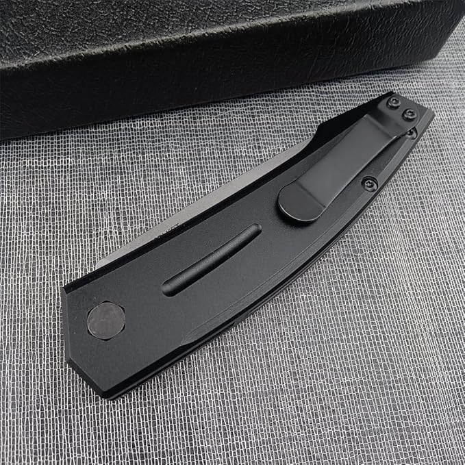 3.31'' D2 Steel Blade Aluminum Handles Speed Safe Botton Fast Opening Folding Knife with Pocket Clip, Camping EDC Tools, Survival Knives, Christmas Gift for Men and Women (White Full Blade)