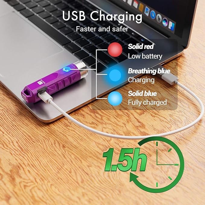 RovyVon Aurora A1 G4 Rechargeable Keychain Flashlights USB C, 650lumens Bright Mini EDC Flashlight IPx6 Multi Functions Small Pocket Flashlight, Outdoor Camping Essentials EDC Gear for Men Women