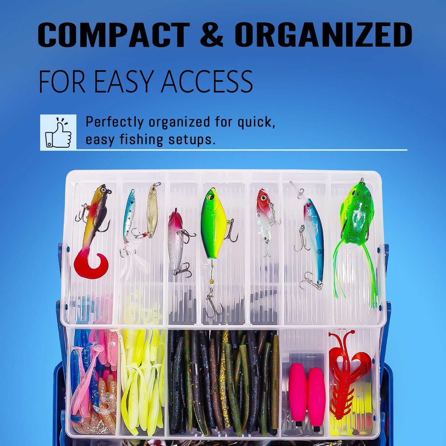 Vipfish Large 3-Layer Fishing Tackle Box Lures with Tackle Included 448 Pcs