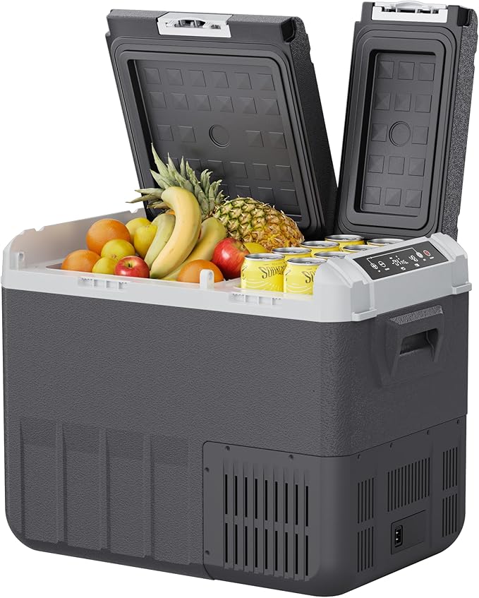 12 Volt Car Refrigerator, 37QT(35L) Electric Cooler, Dual Zone Portable Freezer with 12/24V DC & 100-240V AC, -4℉-68℉, Car Fridge for Truck Camping Travel RV Road Trips