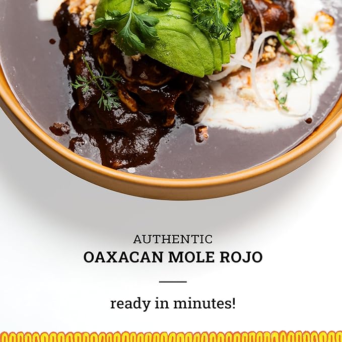 Ya Oaxaca - Mole Sauce - Rojo - Bold Spice - Blend of Smoked & Dried Chiles, Spices, House Made Chocolate - Vegan, Non-GMO, Gluten Free - Great on Enchiladas, Tacos, Nachos, Tortillas - 12oz