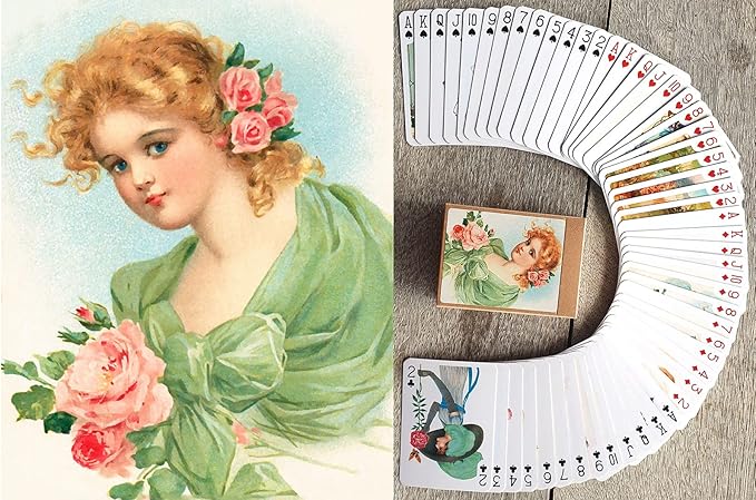Beautiful Girls Playing Cards (Poker Deck 54 Cards All Different) Vintage Lovely Beautyful Girls Portrait Art Nouveau Posters
