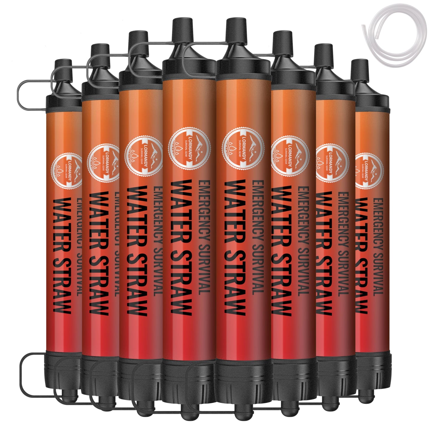 Lormandy Straw Water Filter 8 Pack - Outdoor Camping & Hiking Survival Gear