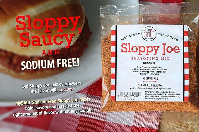 MySALT Sloppy Joe Sauce Mix 5 Pack ??Salt-Free Sloppy Joe Seasoning for Quick, Heart-Healthy Meals ??Classic Comfort Food Without the Sodium
