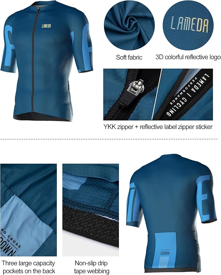 LAMEDA Men's Cycling Jersey Breathable Lightweight Bike Jersey Short Sleeve Quick Dry Moisture Wicking Biking Shirts