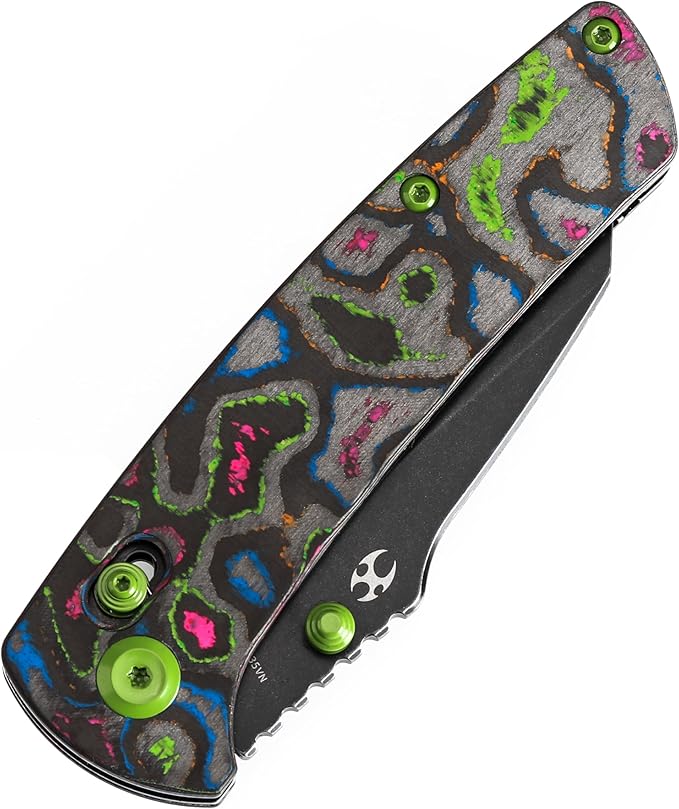 KANSEPT Elite Main Street Pocket Knife, 3.36''Blackwash CPM S35VN Sharp Blade, 80S Camo Carbon Fiber Handle with Axis Lock and Thumb Stud, Perfect Clip for EDC, Camping Survival Folding knives K1015M3