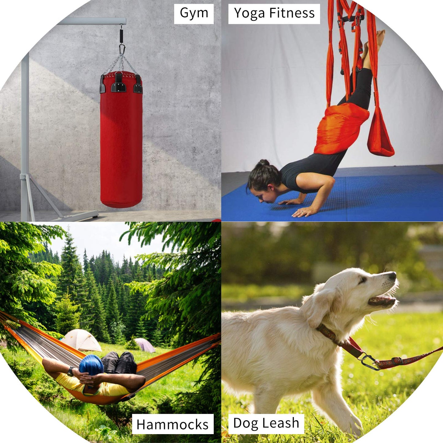 Carabiner Clip，855lbs，3" Iron Heavy Duty Caribeaners for Hammocks,Camping