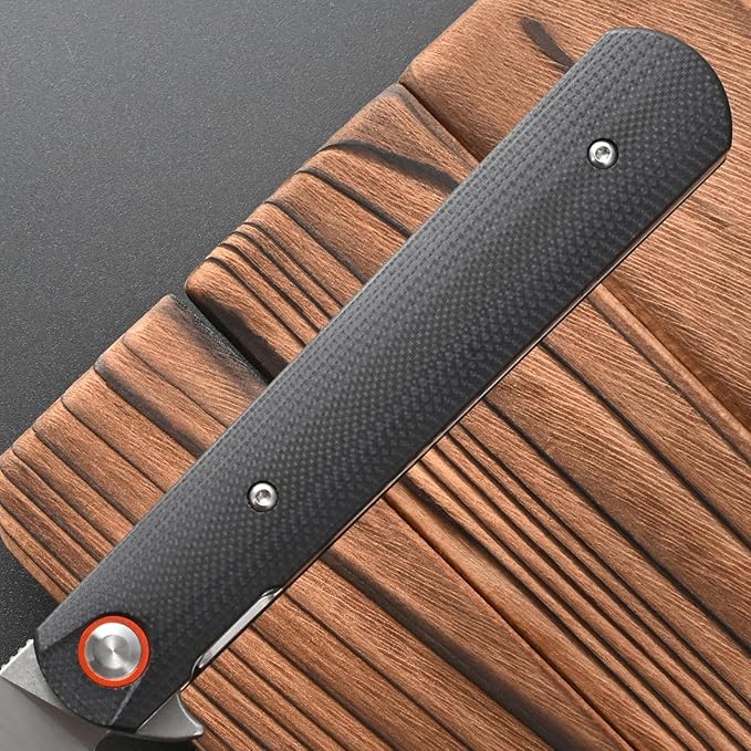 FF6 Folding Knife,D2 Steel Blade G10 Handle EDC Tool Knife for Camping,Hiking,Hunting,Fishing(Black)