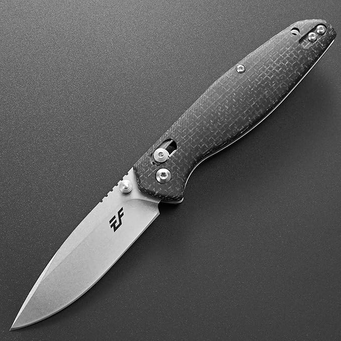 Eafengrow EF966 Folding Knife D2 Blade Micarta Handle with Pocket Clip EDC Tactical Knife thumb knobs Axis Lock EDC Multitool Knife (BLACK)
