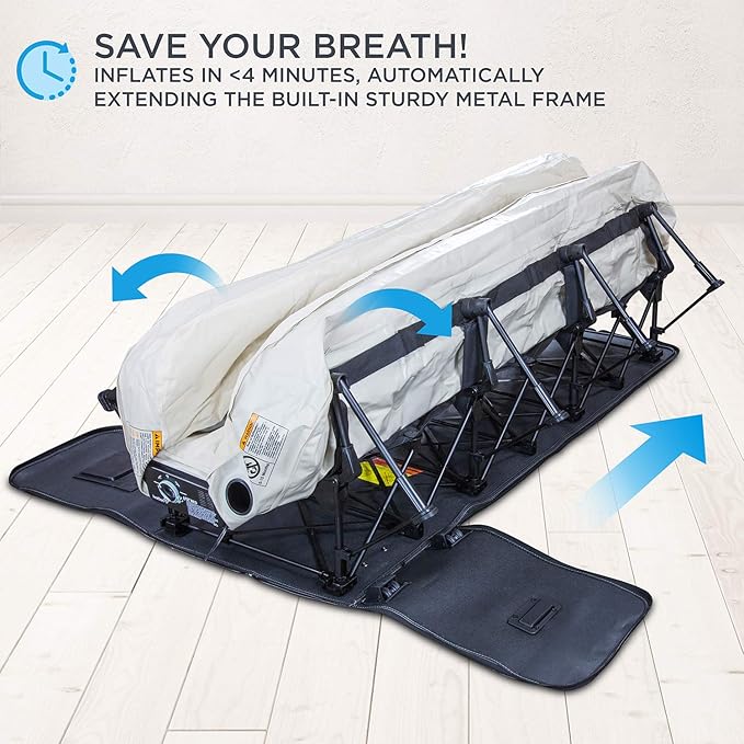Ivation EZ-Bed (Twin) Air Mattress with Deflate Defender™ Technology Dual Auto Comfort Pump and Dual Layer Laminate Material - AirBed Frame & Rolling Case for Guest, Travel, Vacation, Camping