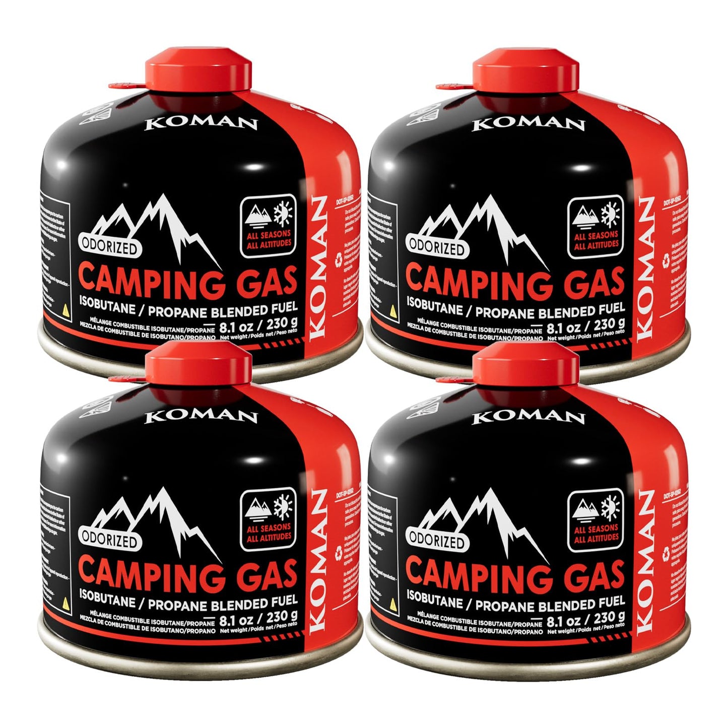 KOMAN Isobutane Fuel Canister 230 Gram Camping Stove Fuel Butane Propane Blend Camping Fuel Gas
