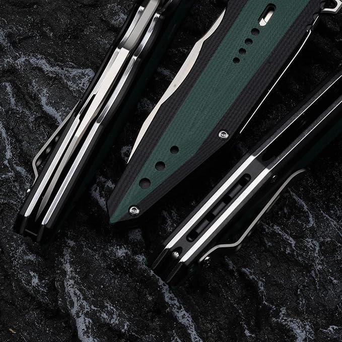 outdoors Folding Pocket Knife with 3.7in VG10Steel Blade,?�Mosaic type G10 Handle, Liner Lock, Titanium Clip, EDC Flipper Utility Knife for Hunting, Camping, Hiking and Fishing