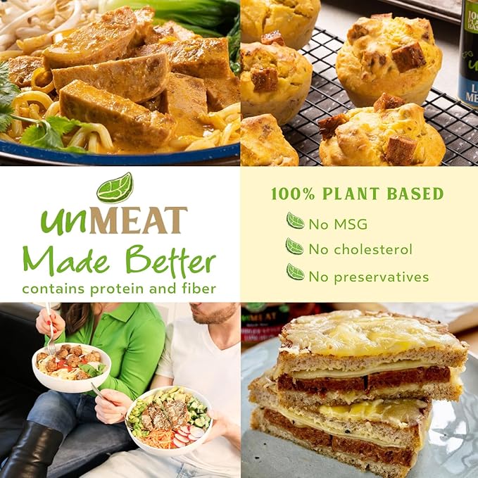 unMEAT Plant Based Meat | Easy to Prepare Plant Based Protein | Vegan Meat with Less Calories, Burger Style Luncheon Meat, (Pack of 12)