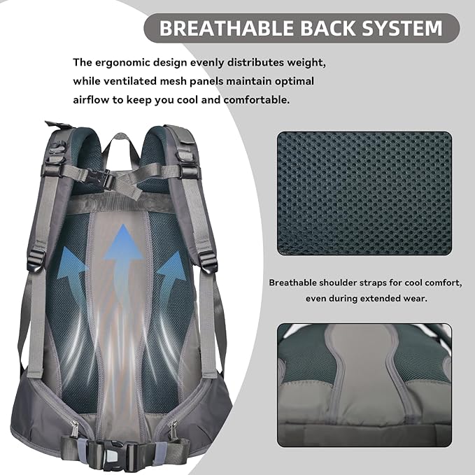 40L Large Capacity Hiking Backpack Lightweight Waterproof and Durable Backpack for Travel Camping Outdoor