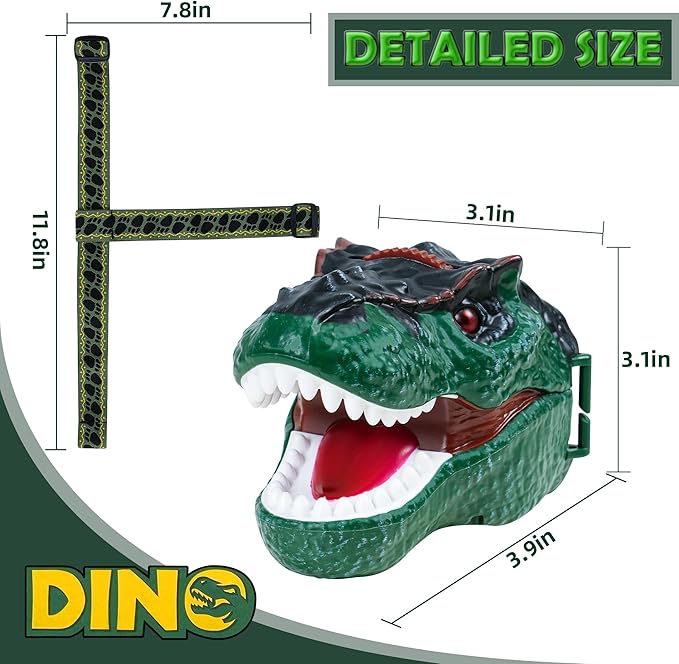 Dinosaur Headlamp for Kids T-Rex LED Flashlight with Roar Sound and Projection Adjustable Headband Fun Camping Gear Outdoor Adventure Toy Gift for Boys and Girls Ages 3-8