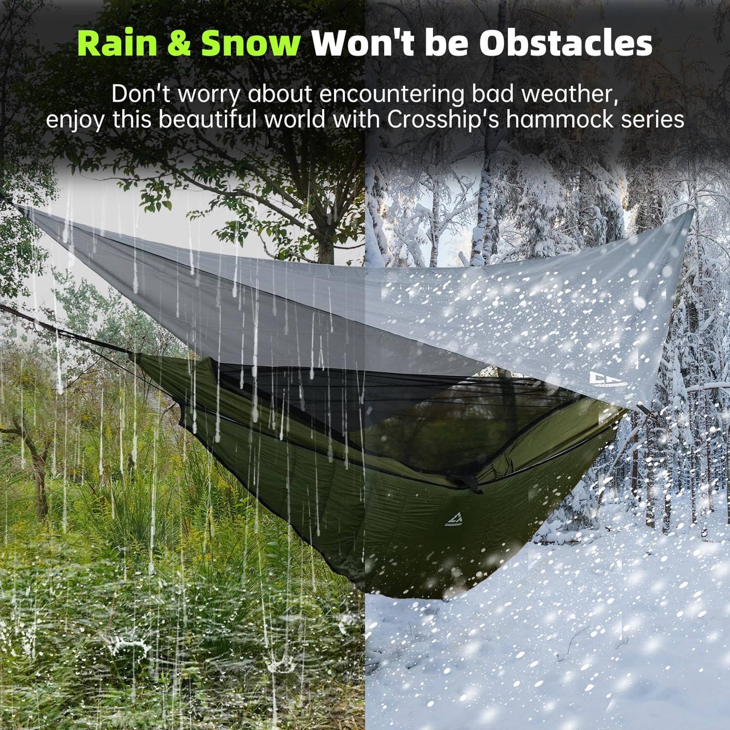 CROSSHIP Camping Hammock with Mosquito Net, Underquilt & Rain Fly Tarp